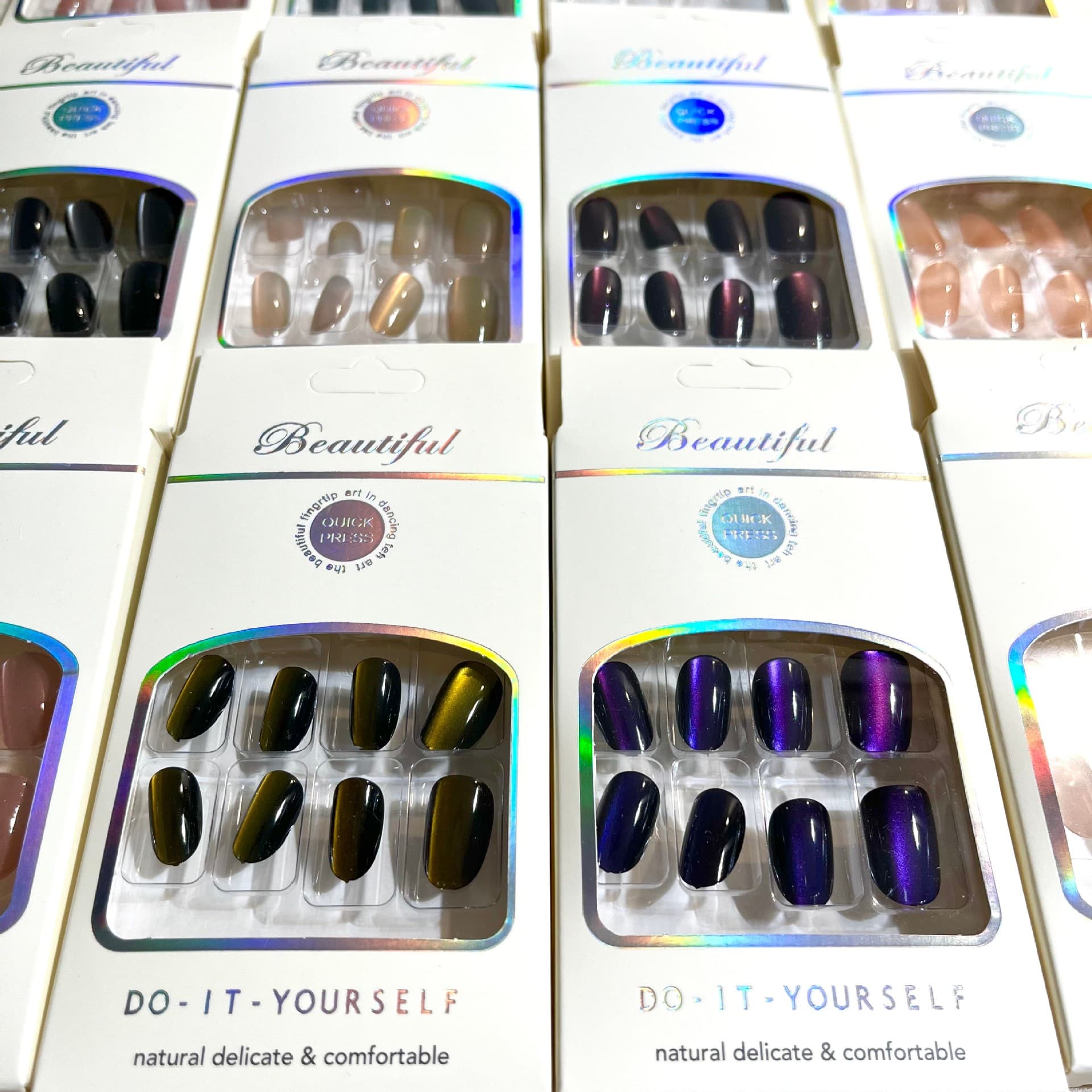 New Autumn/Winter Press-On Nails Short Long High-End Look Brightening Wearable Fake Nail Tips Cat Eye Press-On Nail Tips