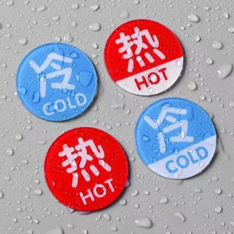 Industrial Production Bathroom Cold Hot Water Label Sticker Identification Plate, Household Hot Water Sign Acrylic Cold Hot Water Label