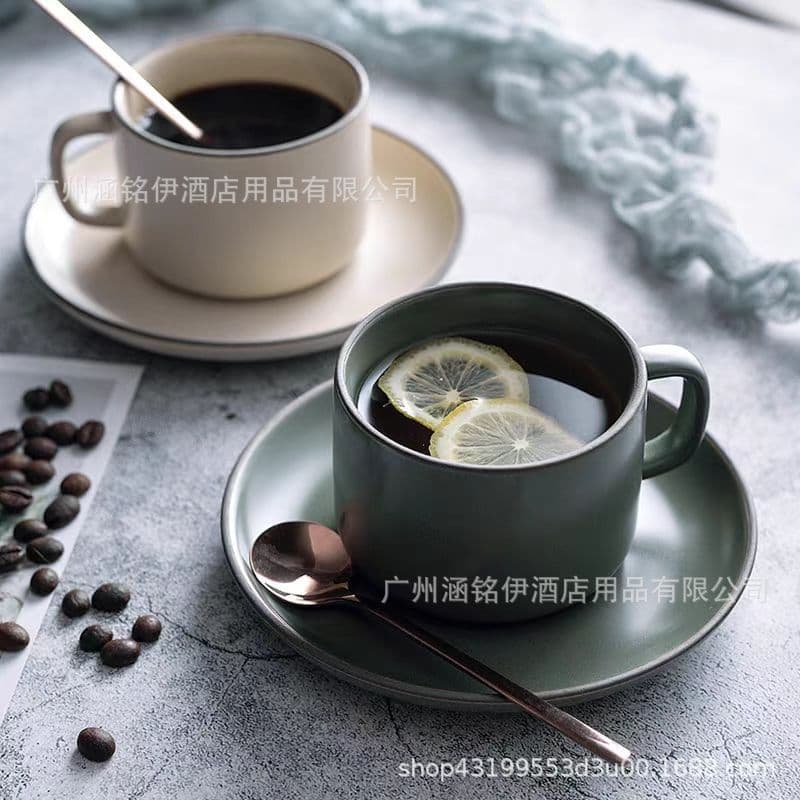 Nordic Matte Coffee Cup and Saucer Set Home Vintage Afternoon Tea Set Ins Stylish Flower Cup Light Luxury Ceramic Cup