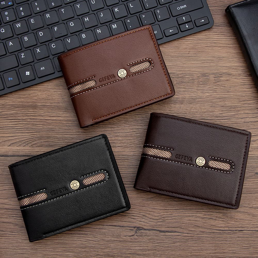 GEFEYA Men's Short Wallet with Refillable Card Slots, Coin Pocket, Zipper Large Bill Section, Money Clip Wholesale