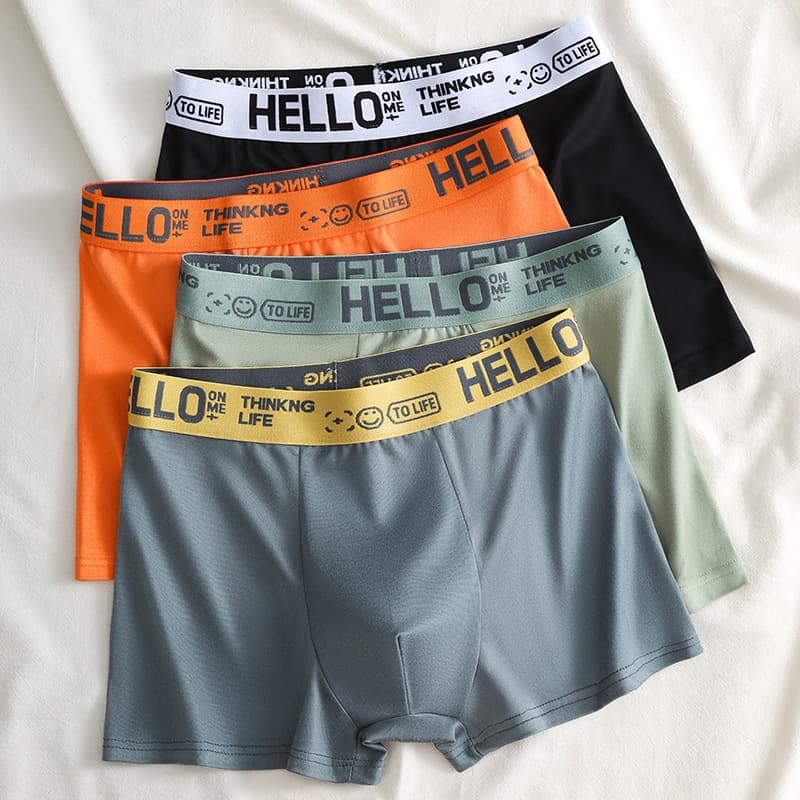 3105# Hello Pants All-Season Men's Underwear J Simple Solid Color Mid-Rise Skin-Friendly Breathable Boxer Briefs
