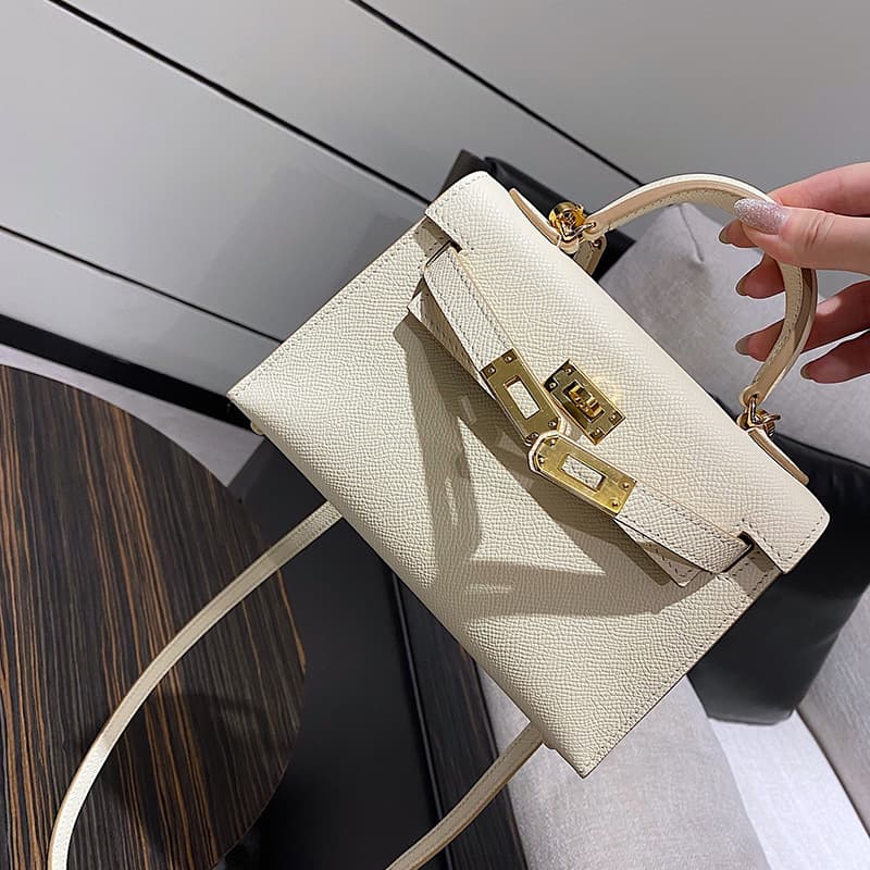Genuine Leather Elephant Gray Kelly Bag Premium Versatile Gift Handbag 2026 Summer Women's Commuter Crossbody Bag
