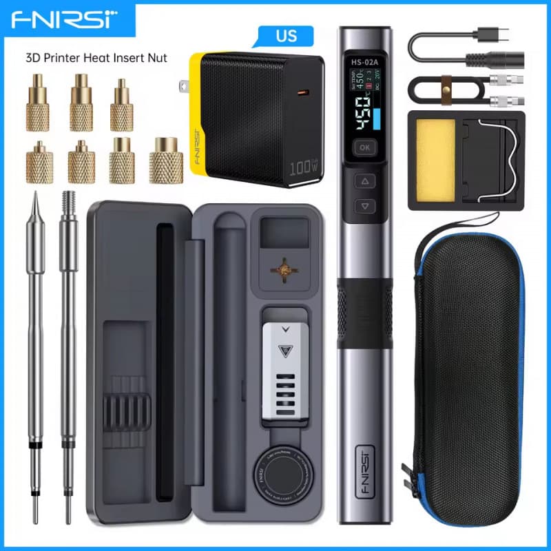 FNIRSI HS02 3D Printing Soldering Iron Internal Thread Heat Insert Nut Kit for Embedding Nuts