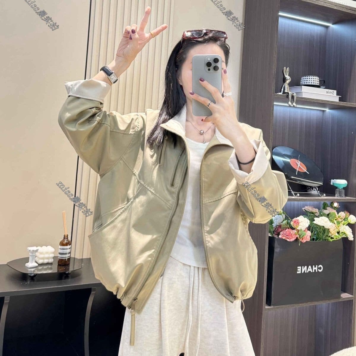 Korean Style Double Zipper Stand Collar Trench Coat Women 2025 Spring/Autumn New Loose Casual Versatile Short Top