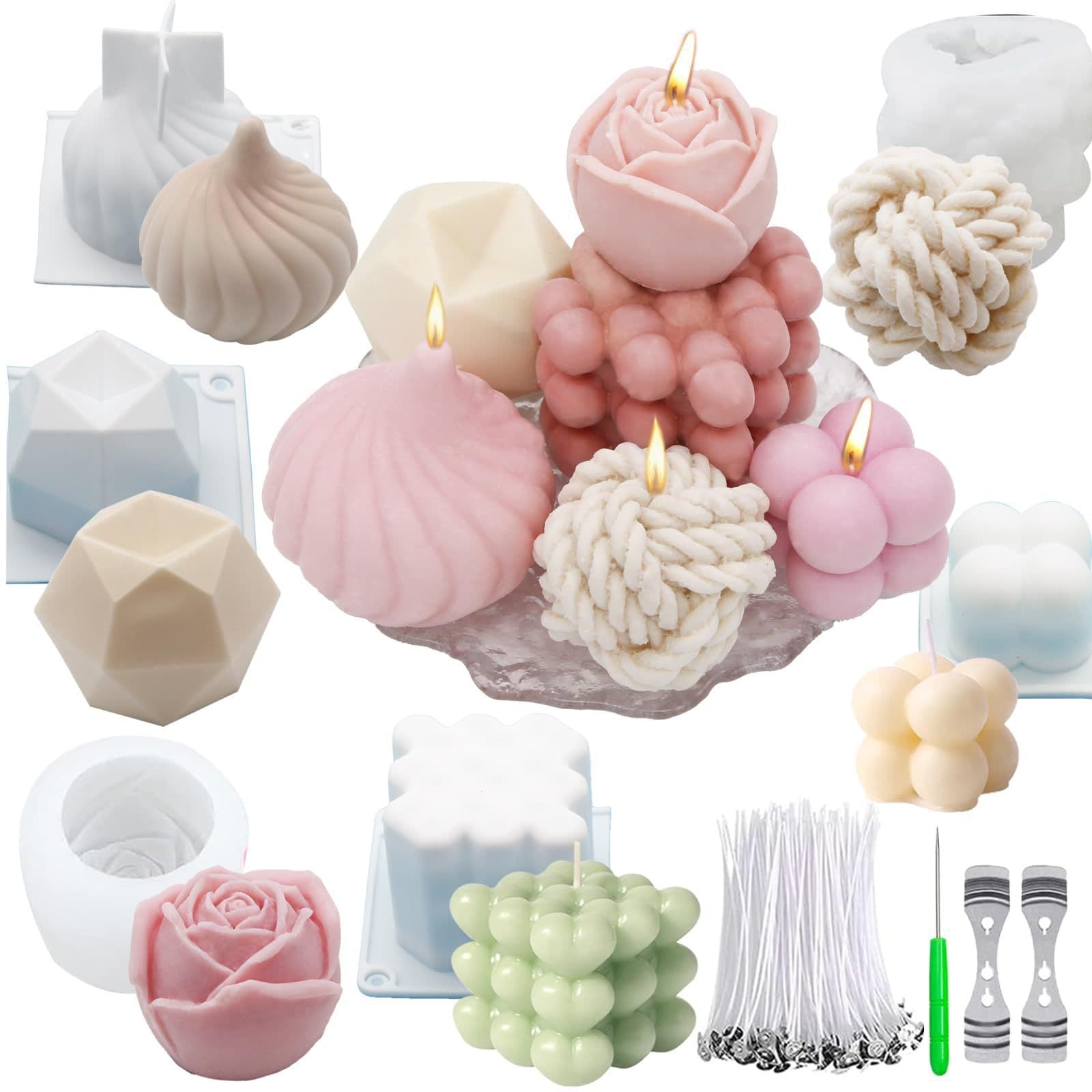 DIY Aromatherapy Candle Mold Handmade Soy Wax Silicone Mold Tool Rubik's Cube Strawberry Iceberg Easy Demolding