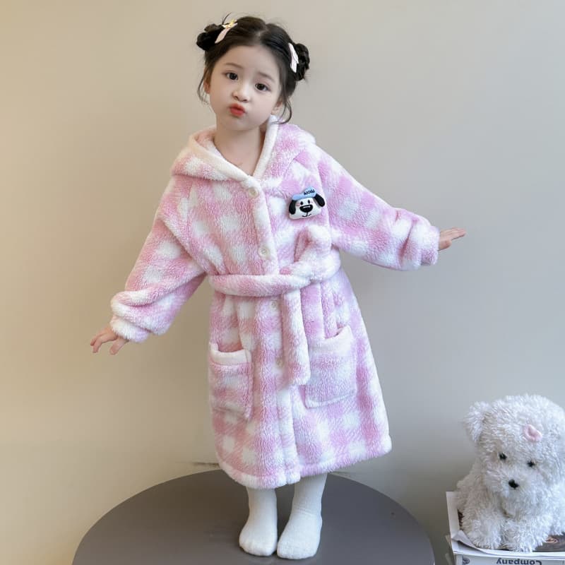 Girls' Pajamas Autumn Winter Flannel Thick Coral Fleece 2025 New Children's Bathrobe Baby Girl Sleepwear
