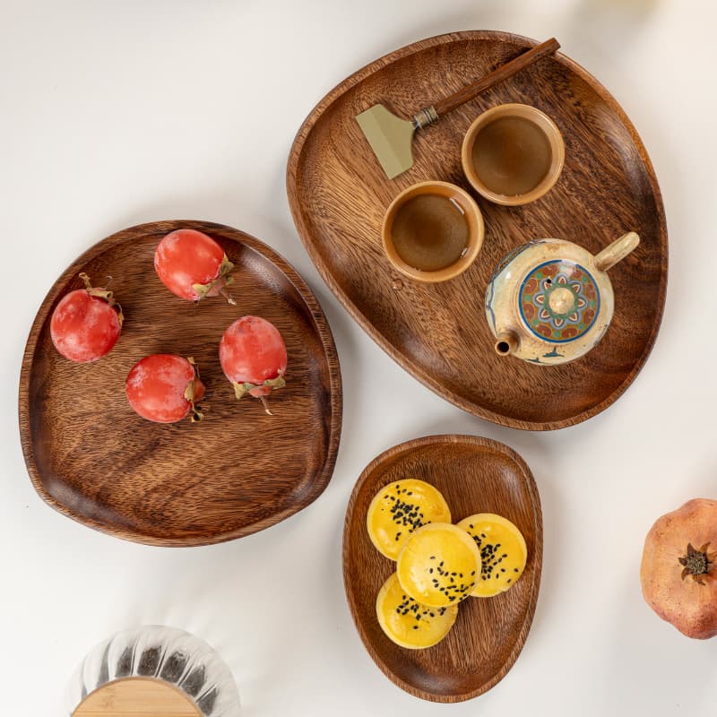 Irregular special-shaped plate walnut multi-functional tray home dining plate snack melon seed snack plate hand-painted style plate