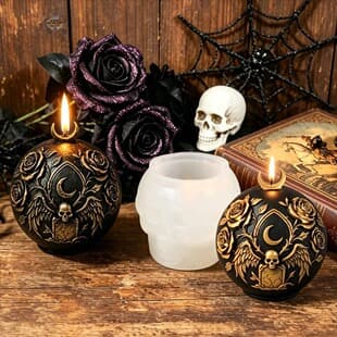 3D Star Moon Rose Skull Sphere Silicone Mold Vintage Aromatherapy Candle Holder Resin Plaster Flower Vessel Handmade Mold
