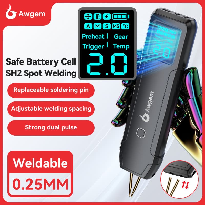 awgem Portable Mini 18650 Stainless Steel Lithium Battery Handheld Nickel Strip DIY Spot Welder Mini Welder