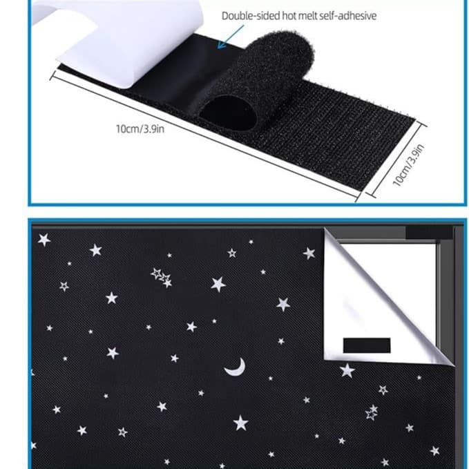 Portable Travel Printed Curtain 100% Blackout Self-adhesive DIY Trimmable Blackout Fabric Viral Hit Curtain Wholesale