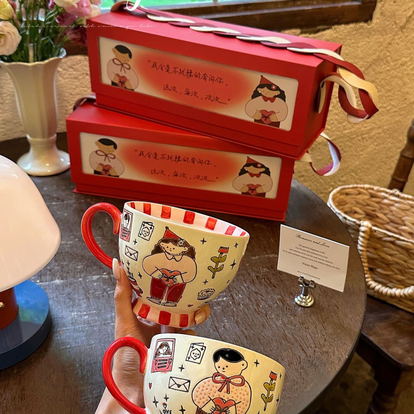 2026 New Love Letter Matching Cup Gift Box Set for Couples, Souvenir Matching Cups, Gift Matching Cups