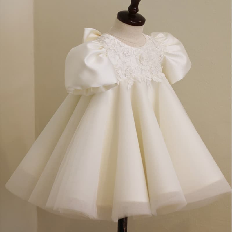 Baby First Birthday Dress High-Waist Princess Tutu Tulle Skirt for Flower Girl Spring