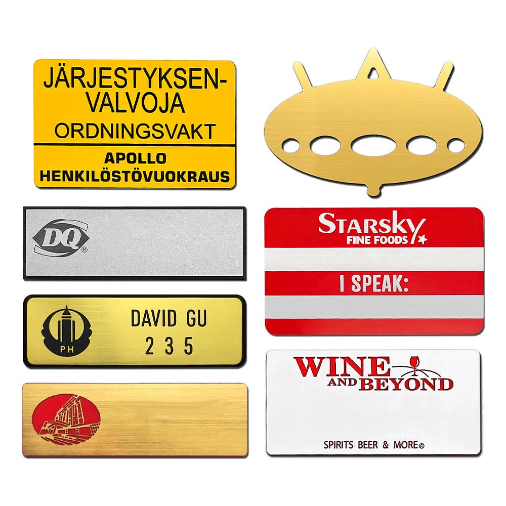 Two-color engraved badge custom employee nameplate laser engraved name tag magnetic pin custom wholesale