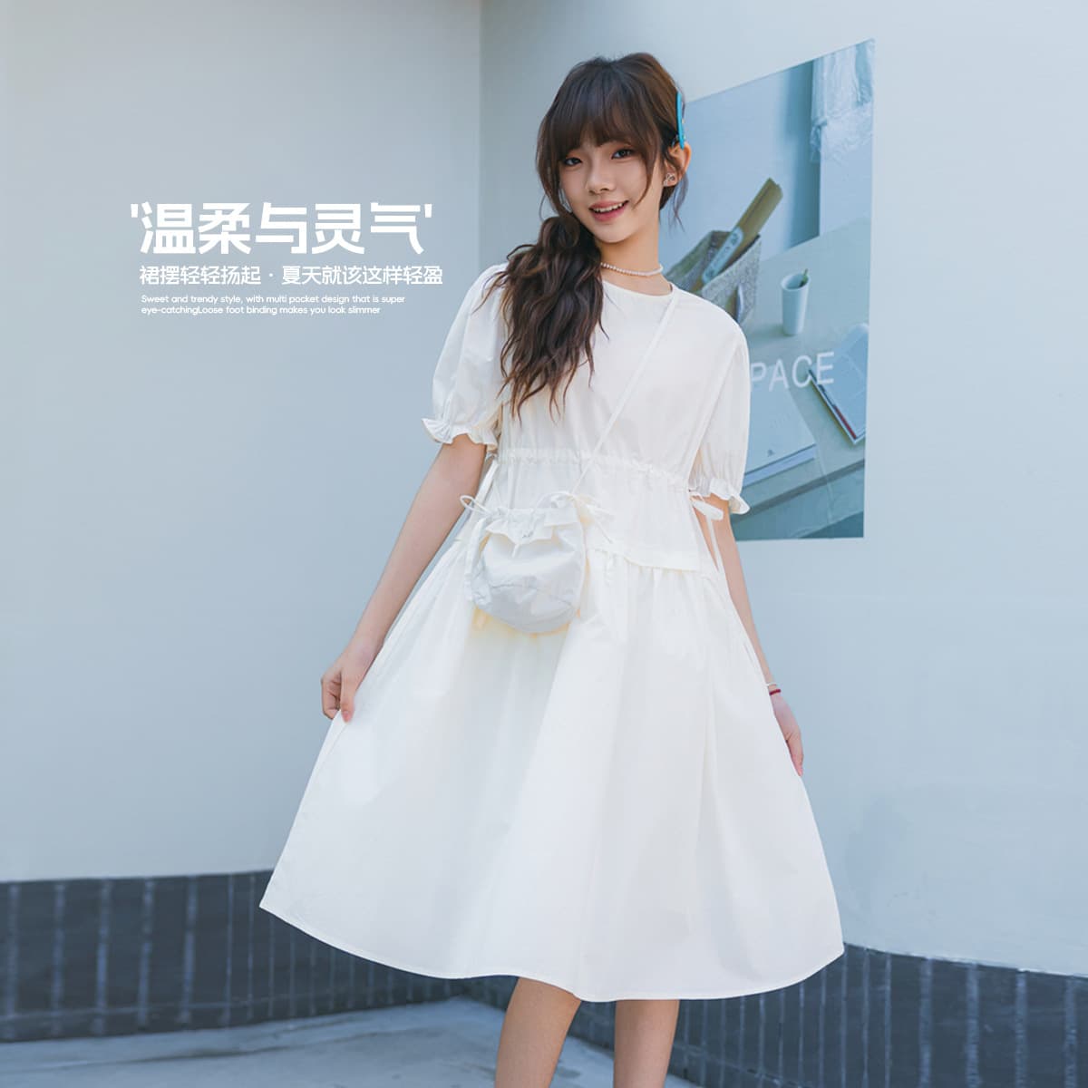 Girls Casual Summer Midi Dress for Middle School Students, Slim Fit Teenager Summer Dress