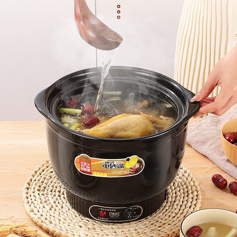 Health Clay Pot Electric Tile Pot Electric Heating Clay Pot Soup Pot, Fully Automatic Stewing Pot Household Soup and Porridge Cooking Ceramic