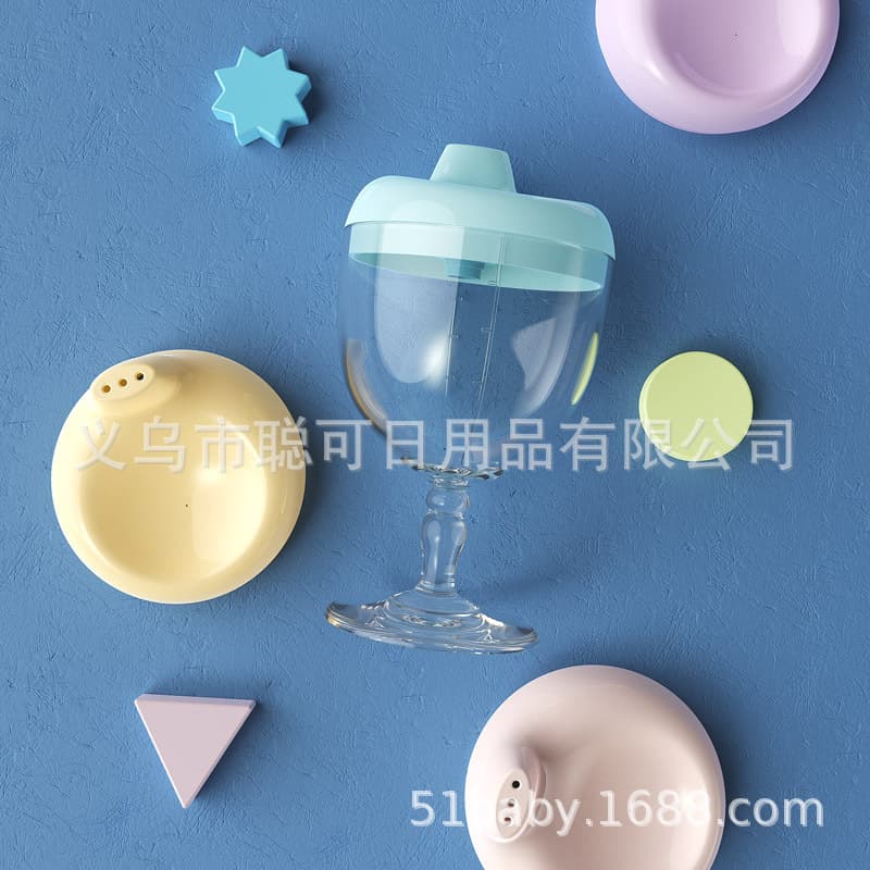 Cross-border exclusive hot-selling baby plastic stemmed cup, children's wine glass, juice cup, children's water cup, sippy cup, drop-proof.