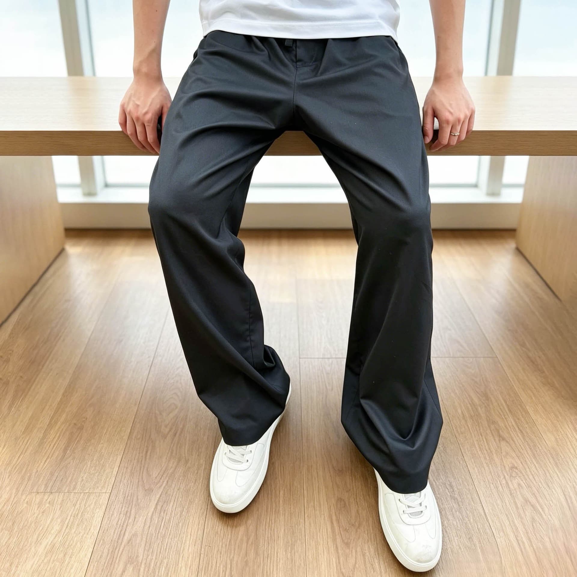 ROW QCCVB Spring/Summer Lightweight Smooth High-Count Loose Wool Casual New Money Style Dress Pants