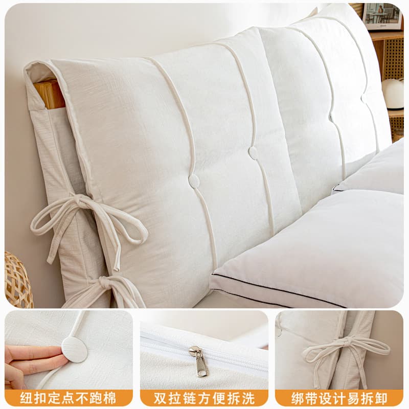 New Iron-Frame Solid Wood Headboard Cushion, Full-Wrap Anti-Collision Headboard Cover, Removable and Washable, Headboard Transformation Essential