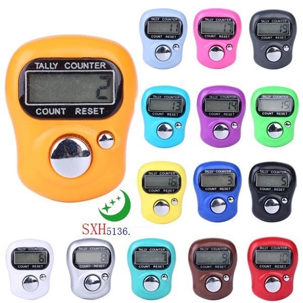 1011 # Five-Digit Mini Finger Counter Electronic Ring Multi-Color Bare Metal Does Not Include Packaging Digital Display