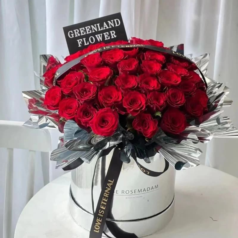 Silver Set of 2 Hug Bucket DIY Flower Packaging Box Mirror Bright Silver Flower Arrangement Bucket 520 Rose Box