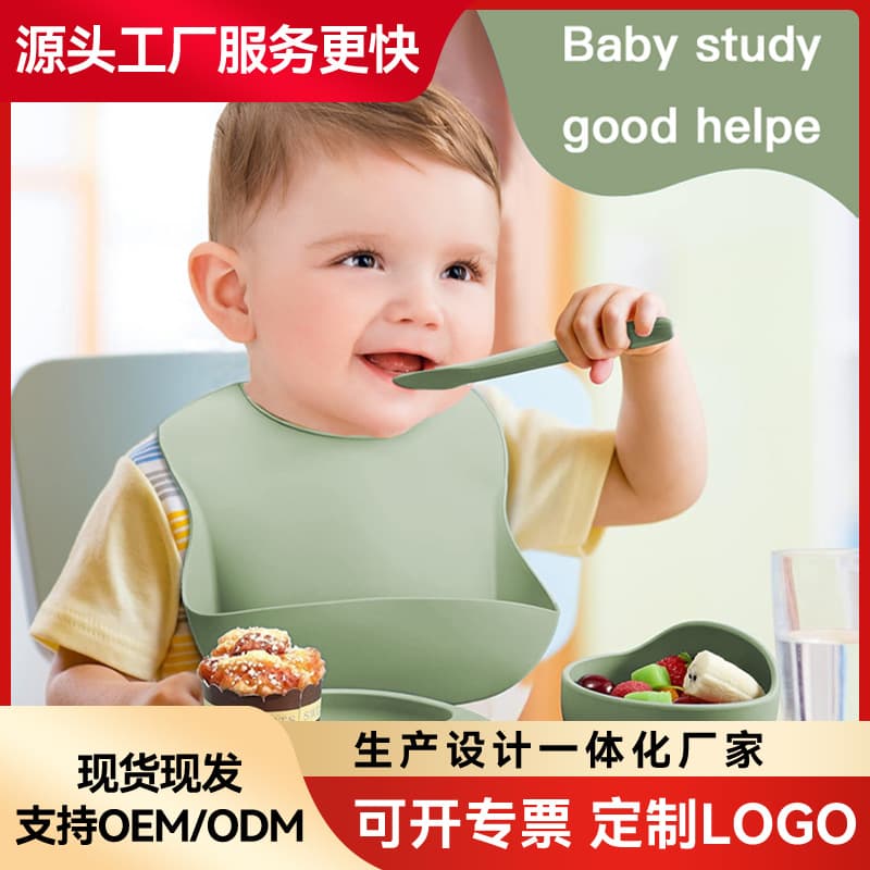 Best-selling Silicone Plate Set 6-Piece Baby Suction Plate Children's Silicone Feeding Bowl Silicone Spoon