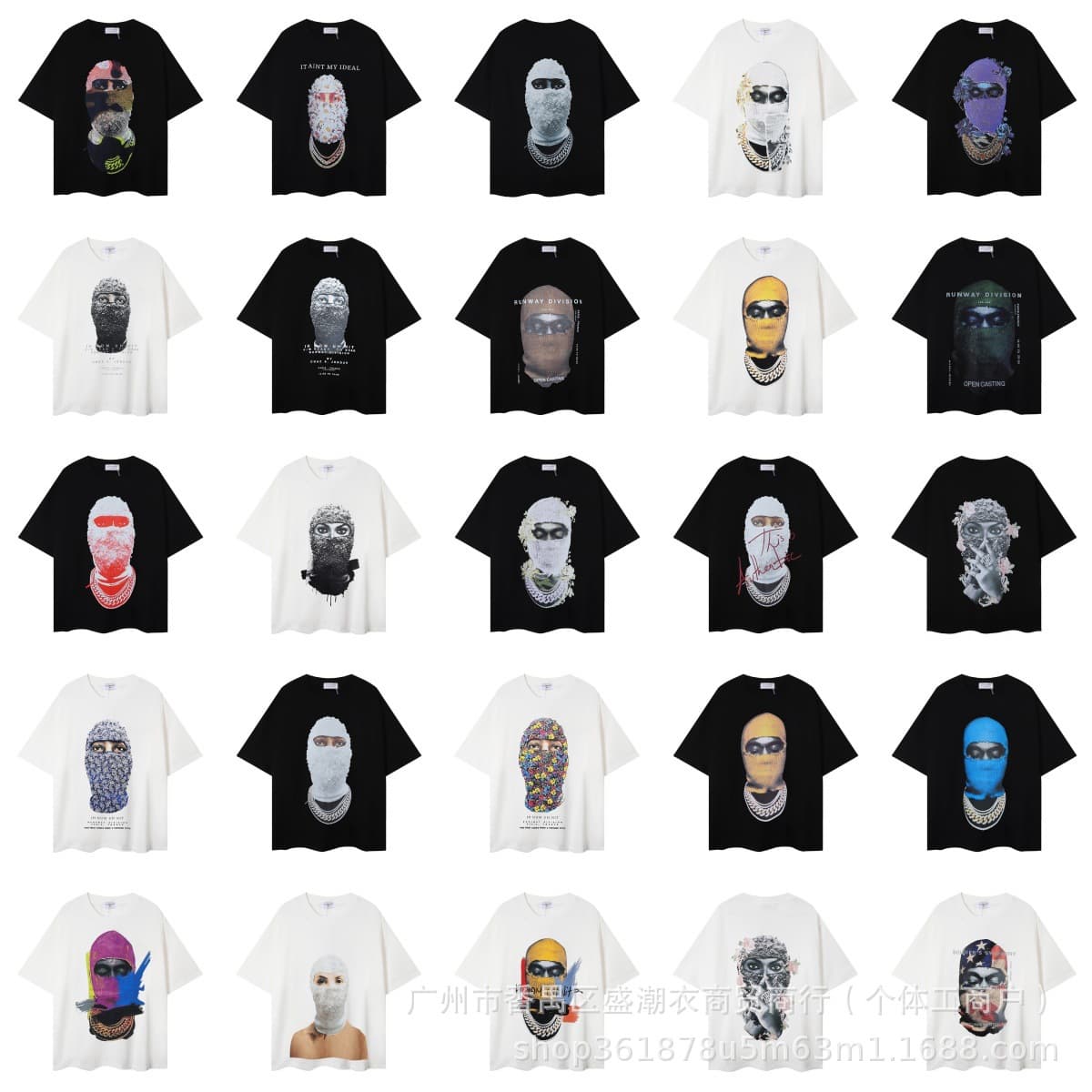 Cross-border Wholesale Stranger Things Instagram Influencer Style Pearl Mask Face Mask Couple Loose Short Sleeve T-Shirt