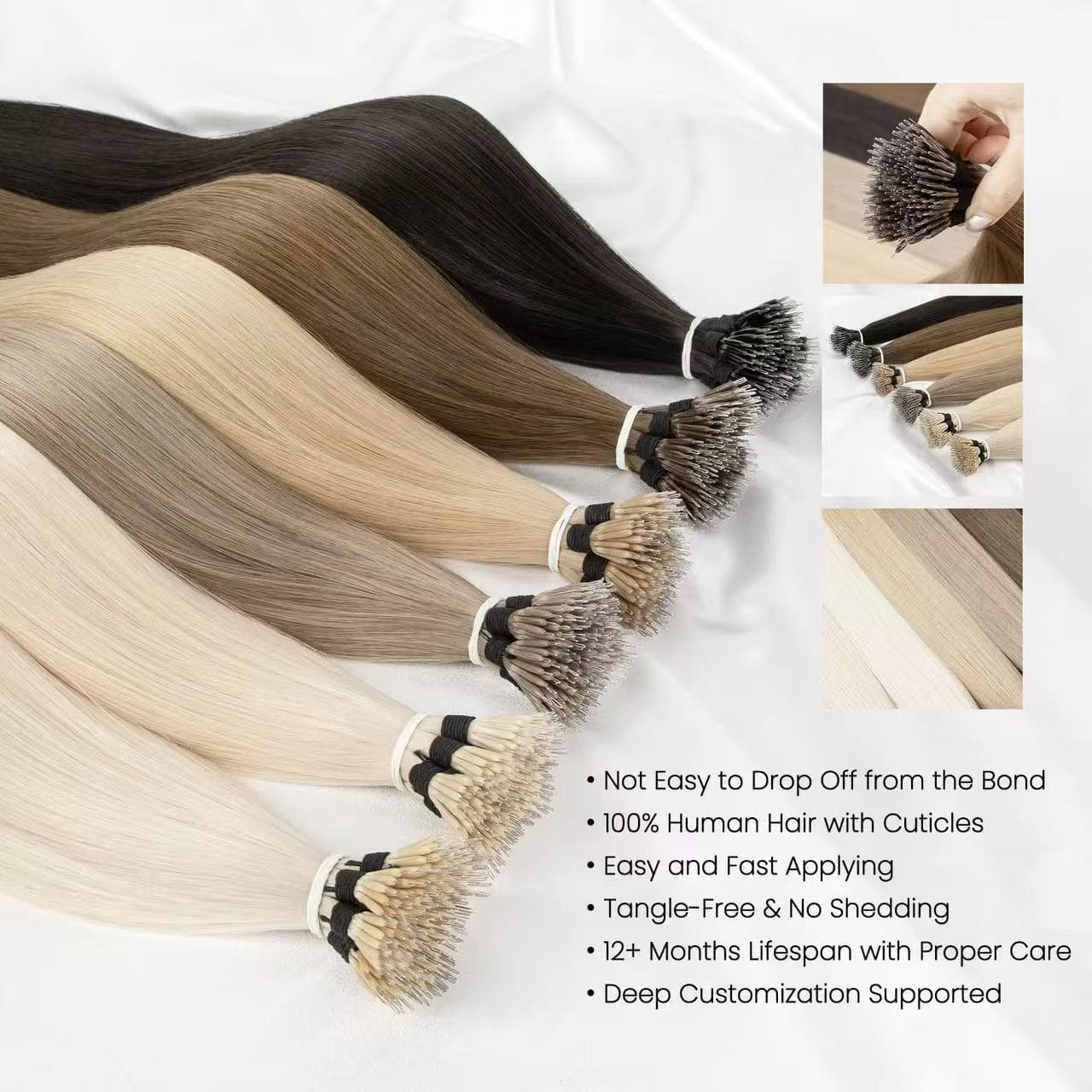 Wire Hair Nano Ring Seamless Flat Hair Extensions Real Human Hair Export Supply Hair Extensions