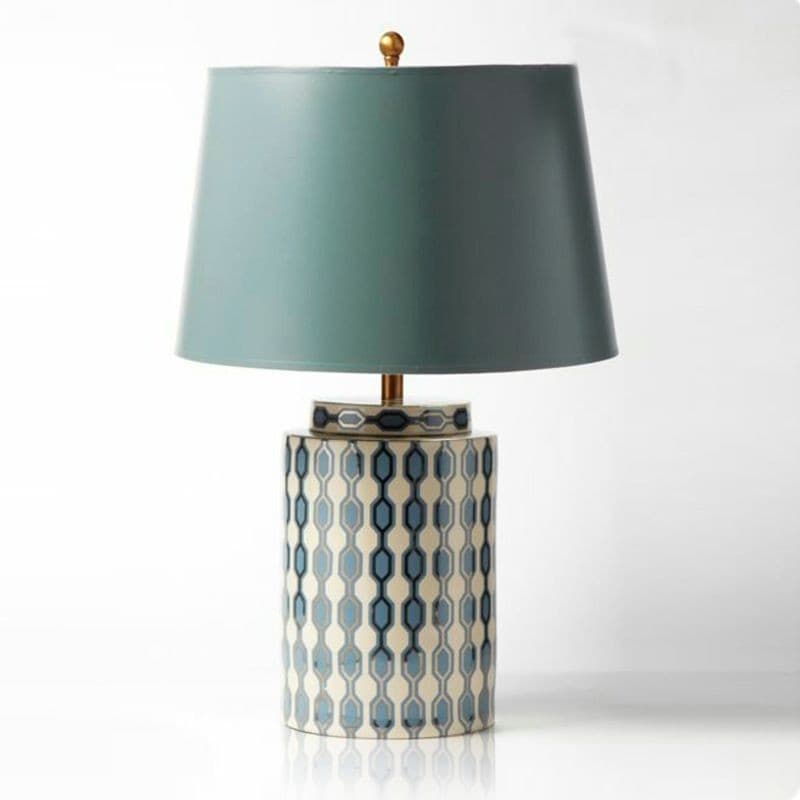 European Pastoral Blue Ceramic Table Lamp Modern Home Study Living Room Guest Room Desk Lamp Fashionable Bedroom Bedside Table Lamp