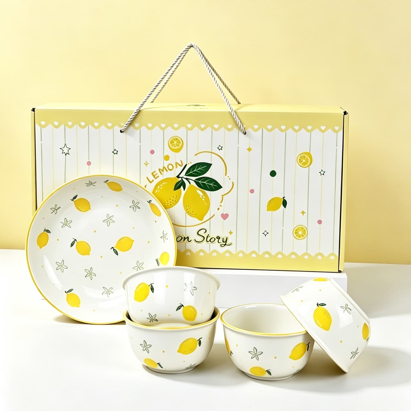 Fresh Lemon Bowl Ceramic Bowl Gift Box Set Gift Bowl Opening Logo Corporate Client Appreciation Gift Wholesale