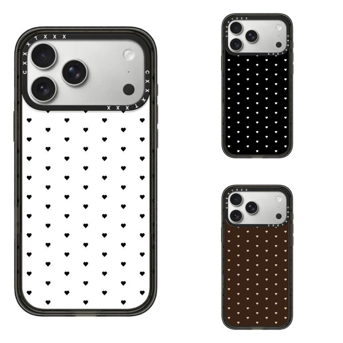 New Love Heart Polka Dot Apple 17 Pro Max Case Compatible with iPhone 16 Pro Max, 15 Pro, White