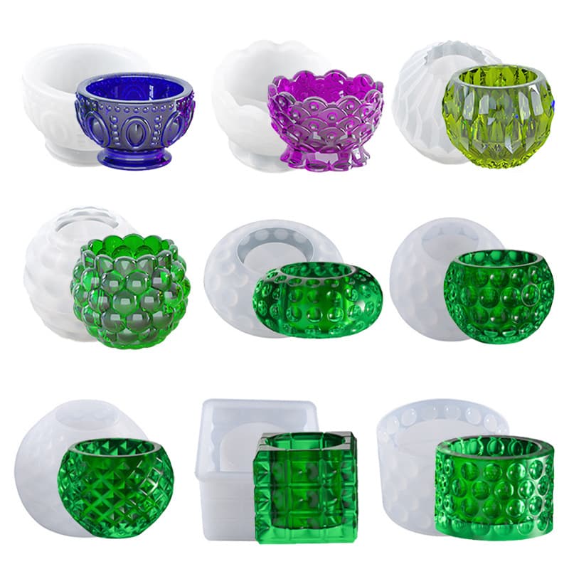 Factory Stock DIY Crystal Epoxy Polka Dot Pattern Candle Cup Succulent Planter Relief Bowl Silicone Mold Wholesale