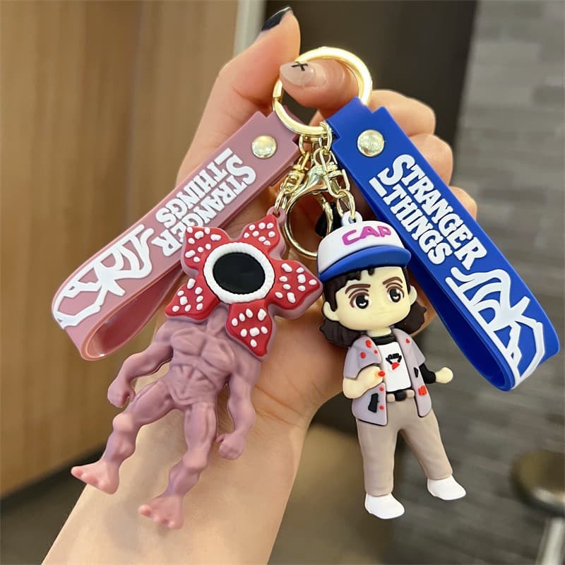 Cross-border cartoon Stranger Things keychain, trendy and cool mutant piranha keychain, men's and women's bags, accessories, small gifts
