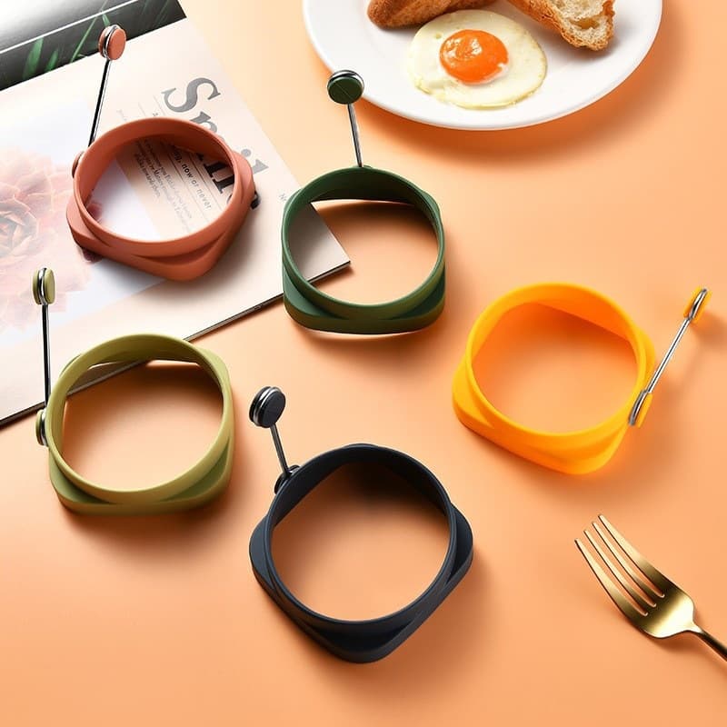 Heat-Resistant Egg Ring, Non-Stick Egg Cooker, Silicone Dual-Side Round and Square Egg Ring, 2-in-1 Egg Cooker, Pancake Mold
