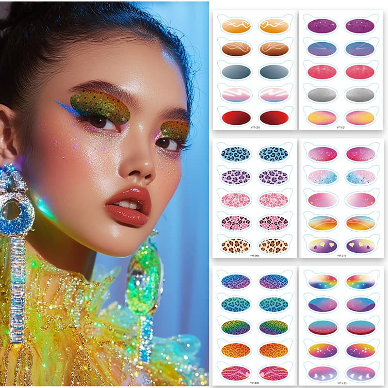 European and American Eyeshadow Tattoo Stickers Stage Party Eye Makeup Waterproof Sweatproof Glitter Highlighter Makeup Stickers Cross-border Hot Product