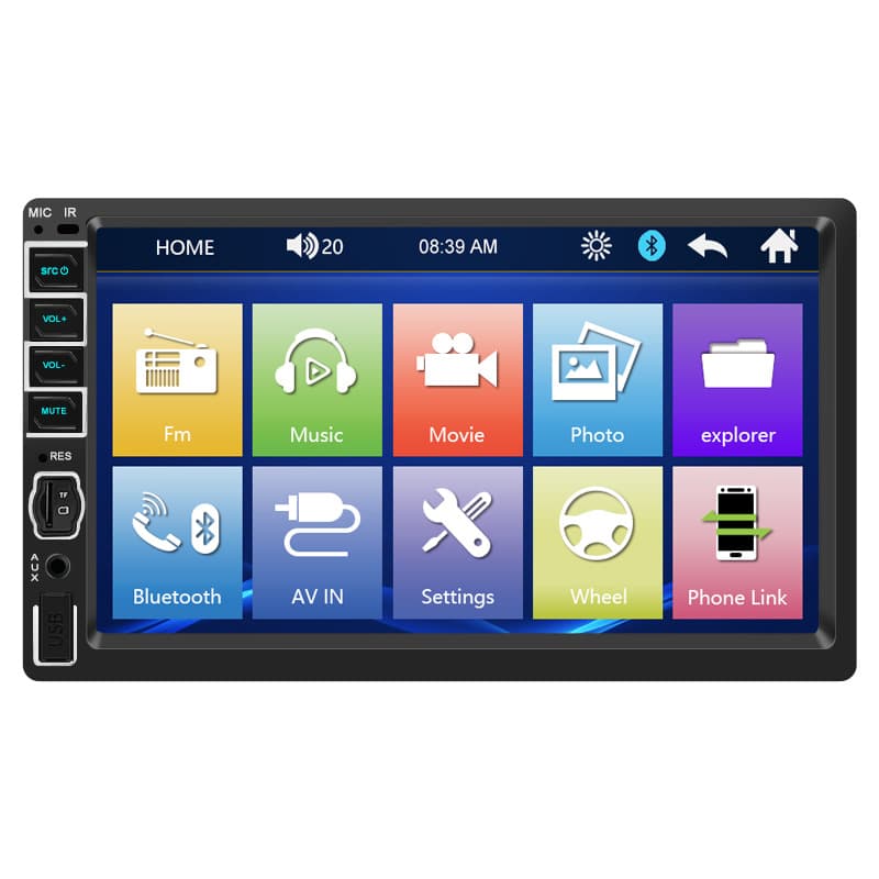 7-inch Car Bluetooth MP5 Player with Bluetooth Hands-Free, Reverse Camera, SD Card and USB Support, Steering Wheel Control, and Radio