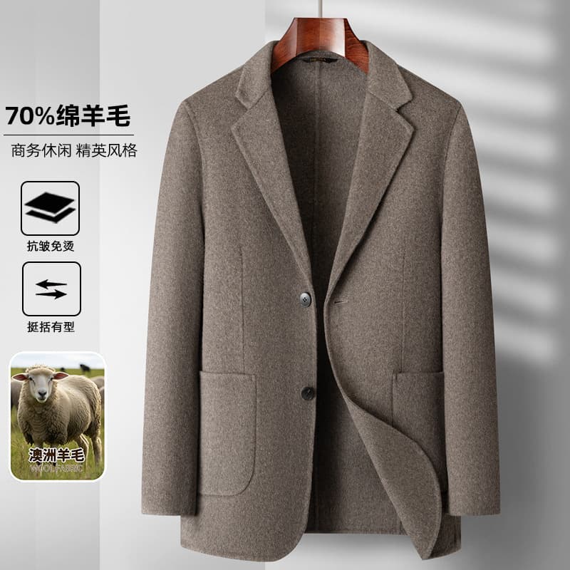 Spring New Fashion Double-Faced Wool Suit Jacket for Men, Comfortable Wool Blazer, Business Casual Wool Coat Men's Outerwear