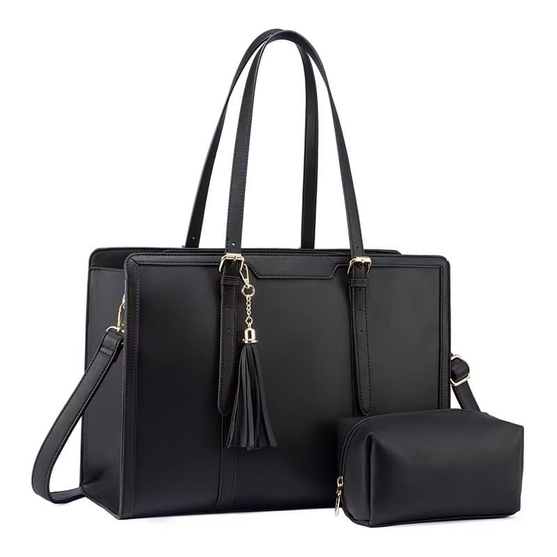 Amazon New Fashion Laptop Tote Bag Leather Computer Bag with Clutch