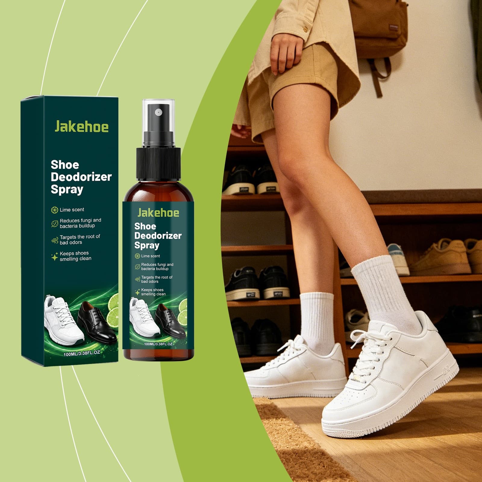 JAKEHOE Shoe Deodorizer for Sneakers and Leather Shoes, Portable Odor Removal Cleaner for Daily Use