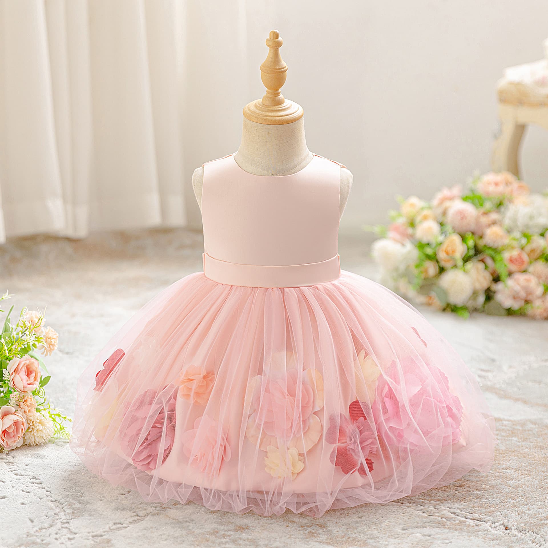 Girls Flower Mesh Dress 25 Summer New Princess Dress Girl Fairy Flower Fairy Sweet Pink Purple Tank Top