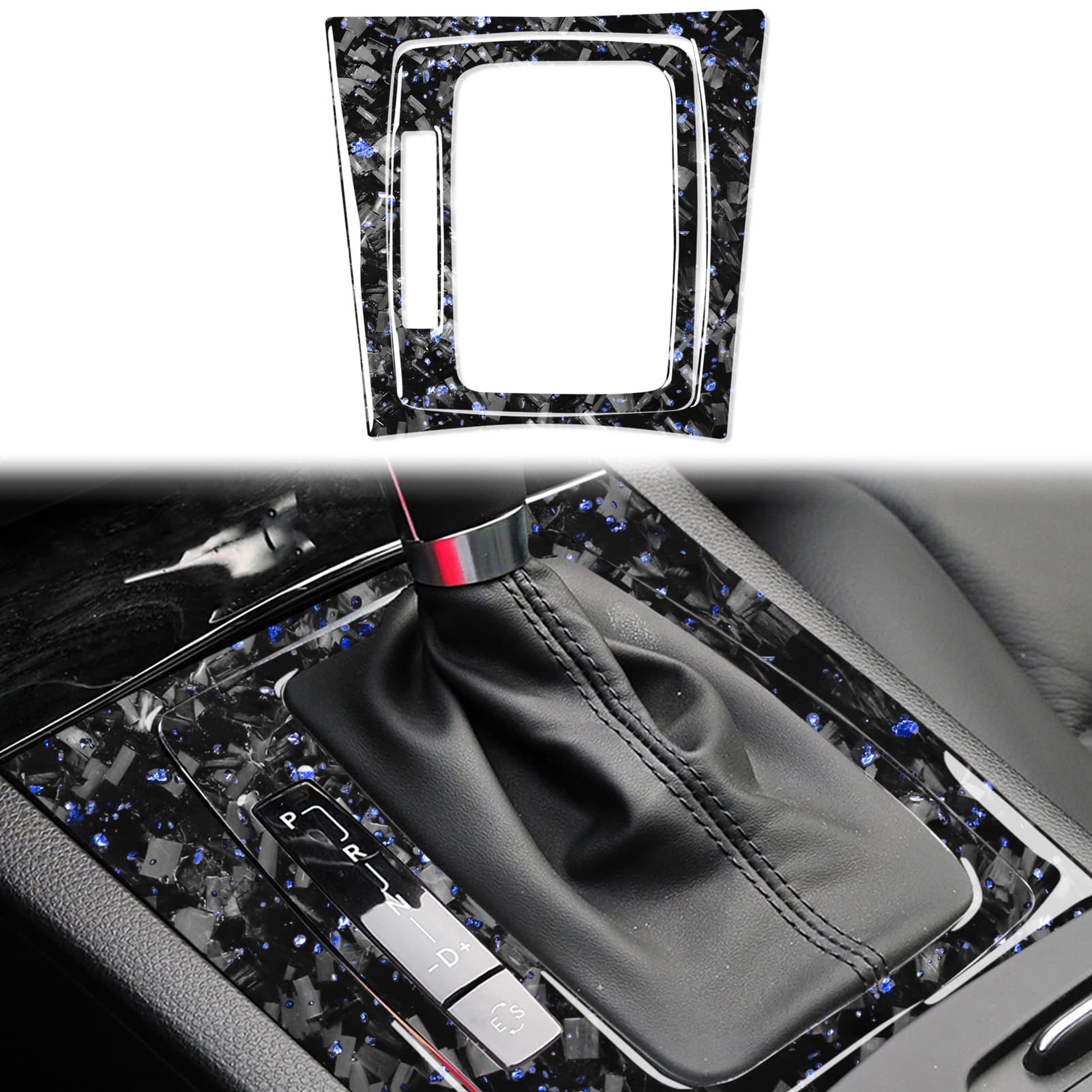 For Mercedes-Benz Old C-Class W204 Center Console Shift Panel Decoration Sticker Forged Pattern Blue Mercedes Interior Modification