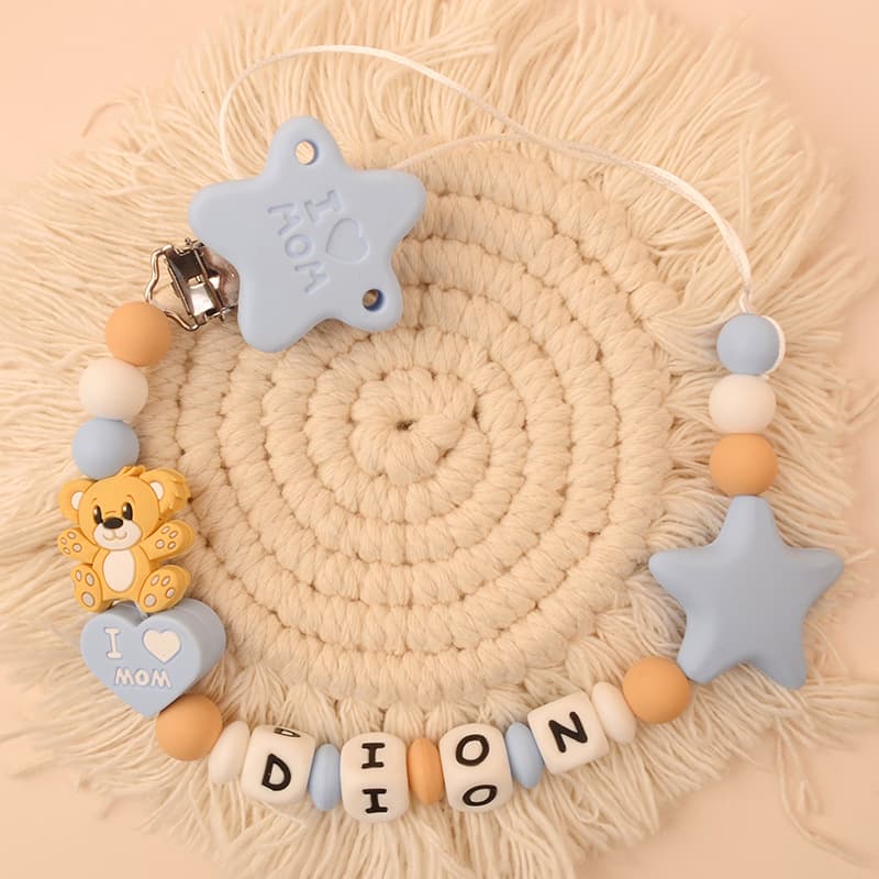 Baby Products Silicone Bear Pacifier Clip Hugging Bear Pacifier Chain Anti-Drop String
