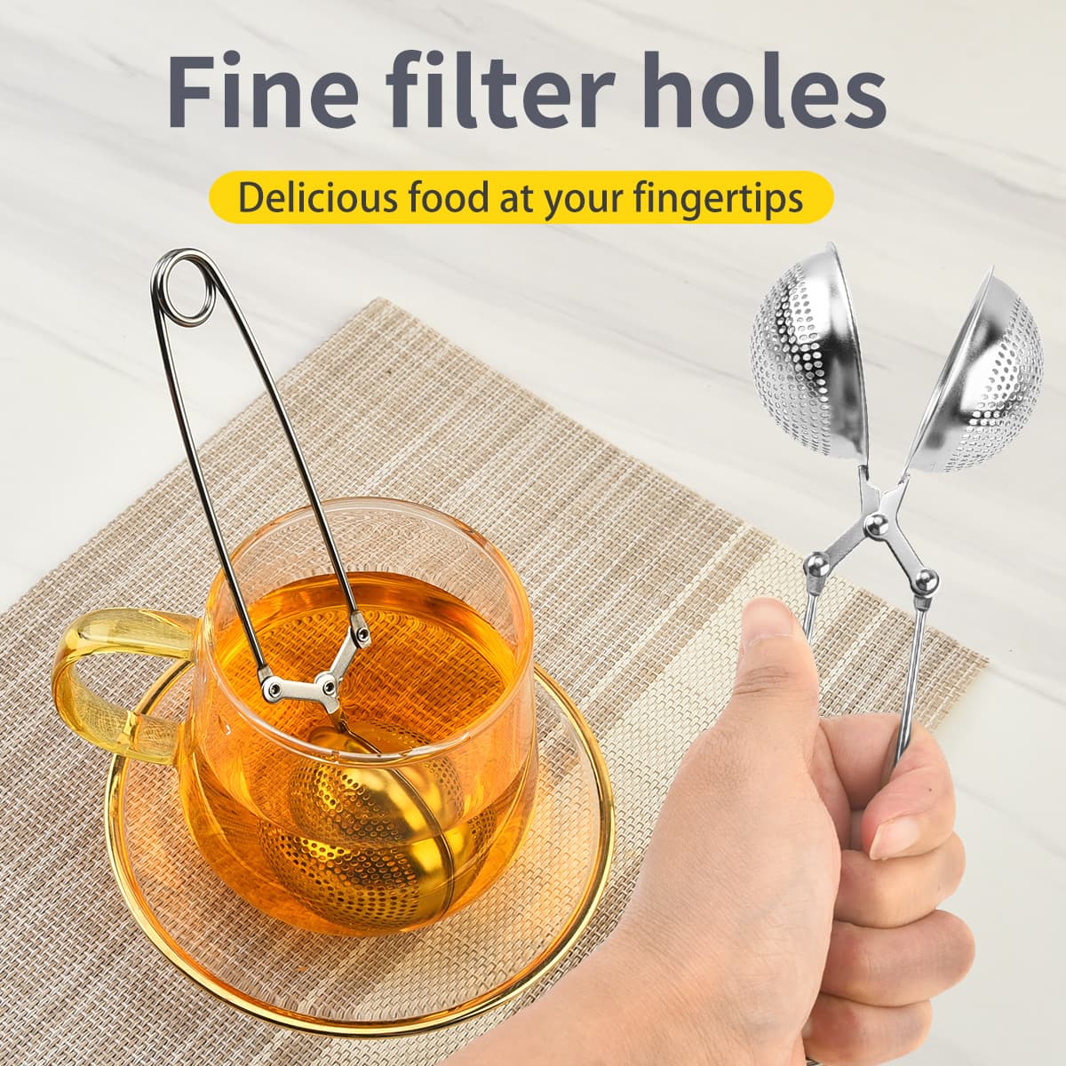 Office and Home Lazy Tea Infuser, Stainless Steel Tea Separator with Fine Mesh, Clip-on Press-style Tea Ball