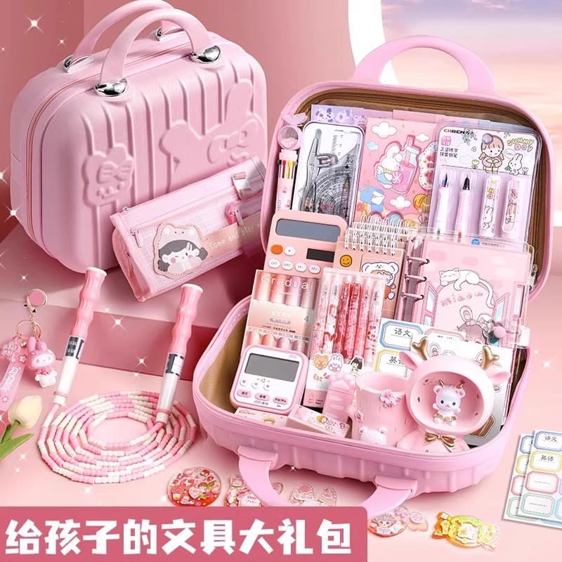 Stationery Gift Box Learning Set, School Opening Gift Box for Kindergarten, with Gel Pens, Cute Erasers