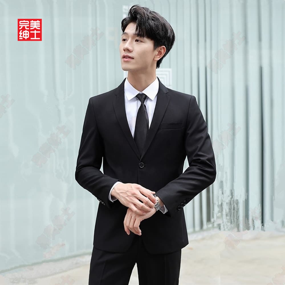 Perfect Gentleman Suit Jacket Men's Business Formal Wear Set with Shoulder Pads for Wedding and Casual