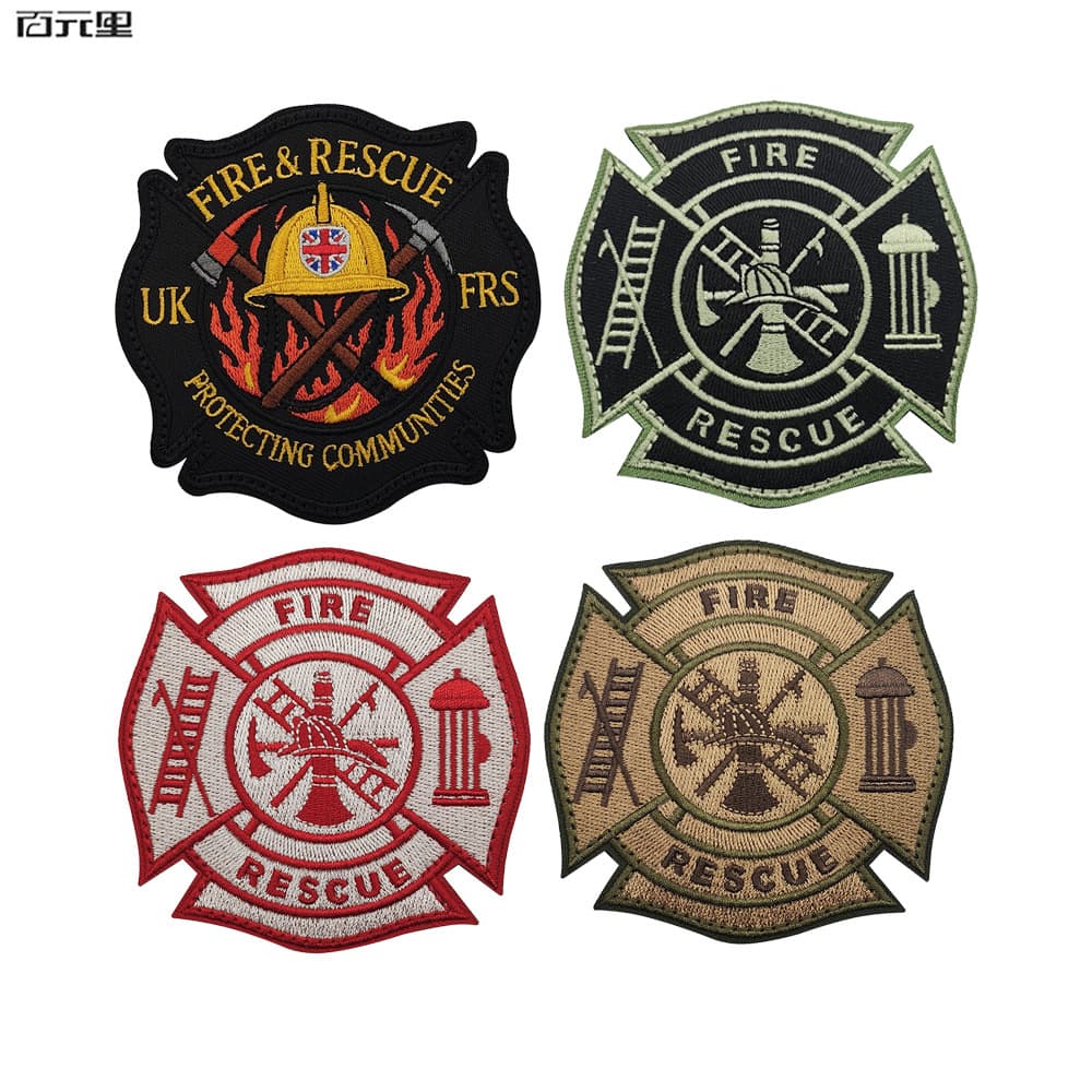 Multicolor Firefighting Cross Embroidery Velcro Patch Outdoor Tactical Vest Firefighter Identification Patch Armband Wholesale