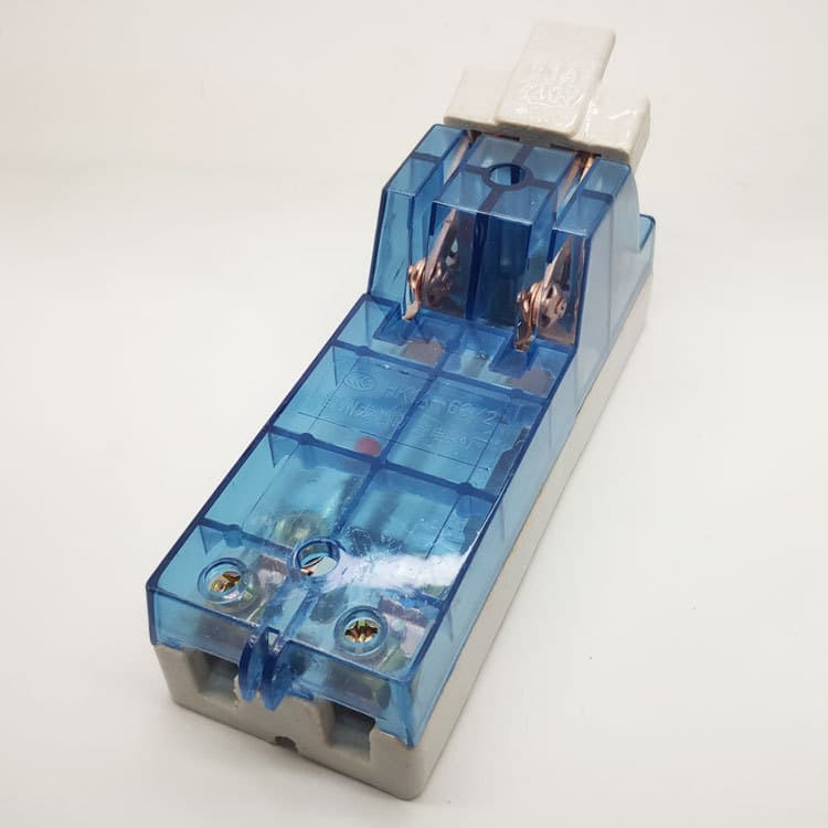 Transparent 2X63A Load HK1A Knife Switch, Ceramic Base Open Type with Indicator Light Power Metal Isolation Switch