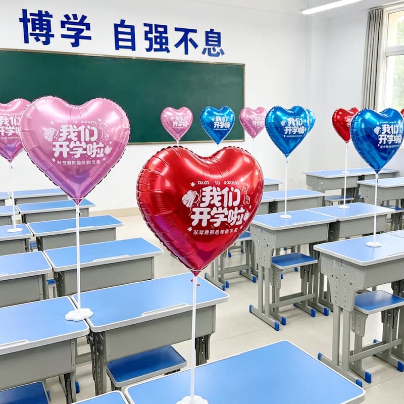 Back to School Classroom Atmosphere Decoration Heart Balloon Table Stand Desk Holder Student Return Ceremony Supplies