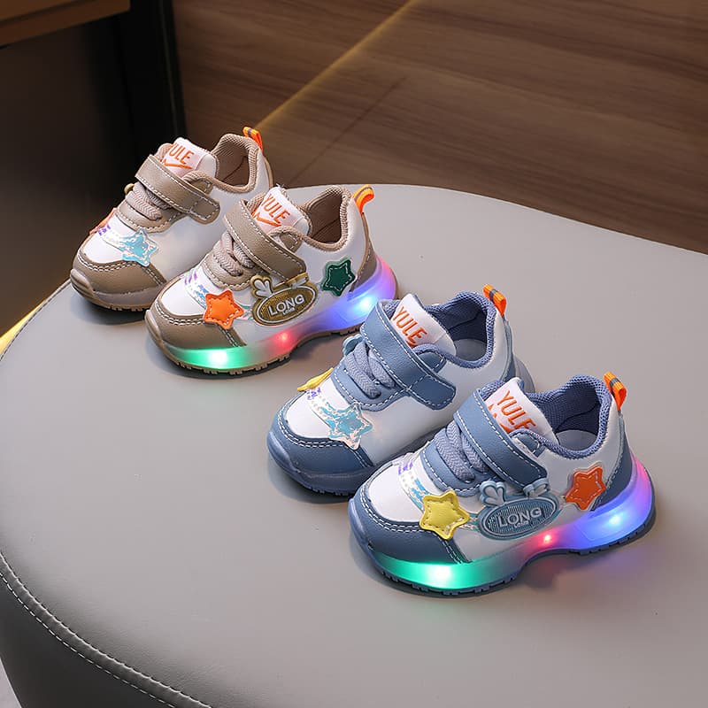 Light-Up Baby Boy Shoes Soft Sole Non-Slip Infant Walking Shoes Toddler Sneakers Spring Autumn Girl Leather Shoes 0-1-3 Years