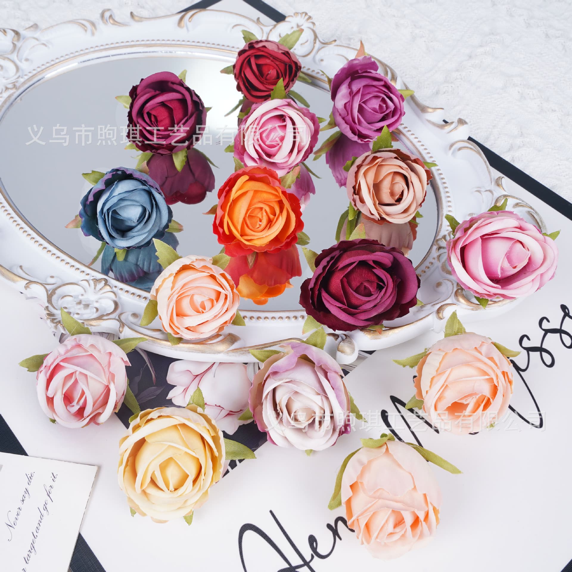Simulated retro burnt edge rose head, silk flower fake flower, diy handmade materials, gift box decoration, wedding decoration