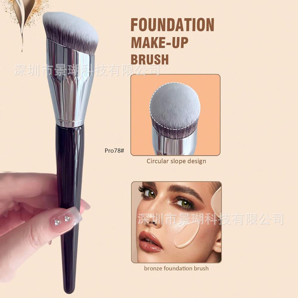 New Oblique Round Head Foundation Brush, Traceless Single Makeup Brush, Multi-Purpose Concealer Facial Makeup Tool, Cross-Border Hot Sale